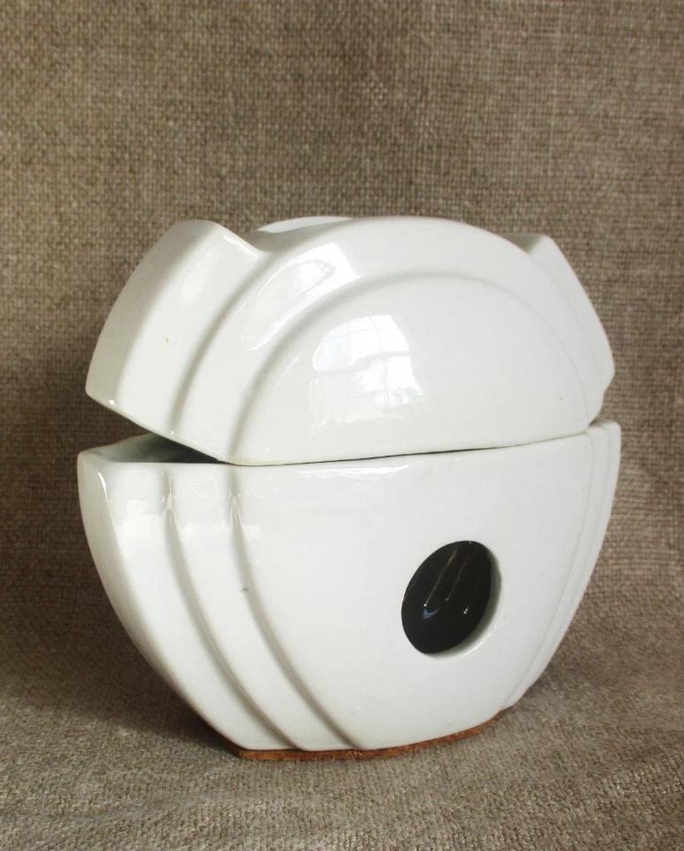 Calentador de aceite Art Deco Tealight cerámica blanca vintage vela cera quemador de fusión Foto 2 de 4