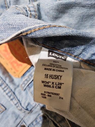 Levis Jeans Boys 16 Husky 34x28 Blue 505 Regular Straight Casual Light Denim - Picture 13 of 16