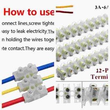 12 Position Dual Row Terminal Strip 30A Screw Terminal Barrier Block 3A-30A