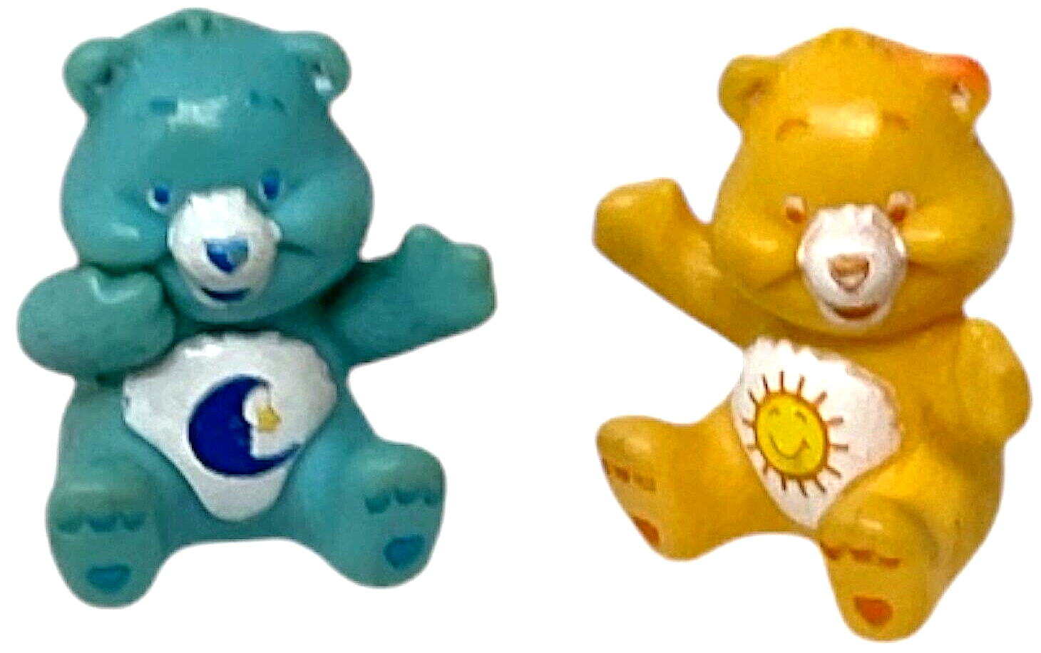 Vintage Care Bears PVC Mini Figure Toppers Sunshine Bear & Bedtime Bear 1.5 Inch