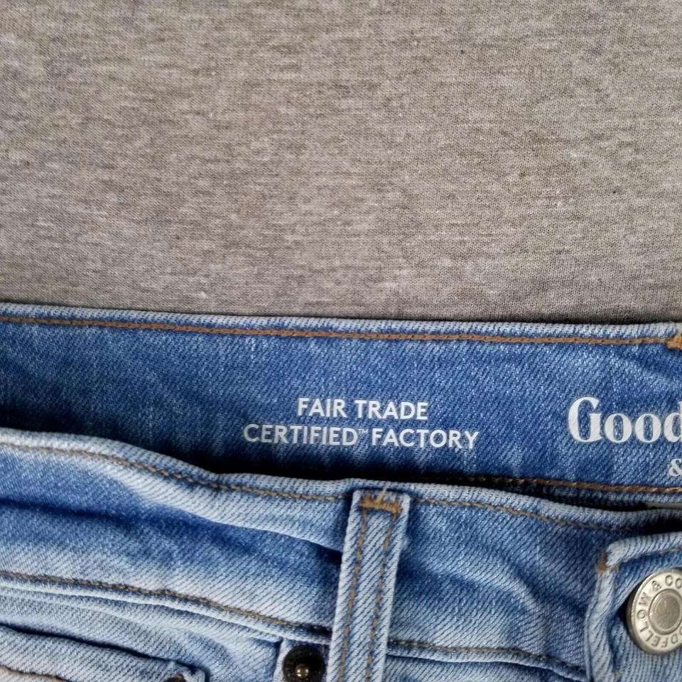 Jeans Goodfellow 30x30 Slim Fit azul lavagem leve elástico corrente moderna - Imagem 3 de 4