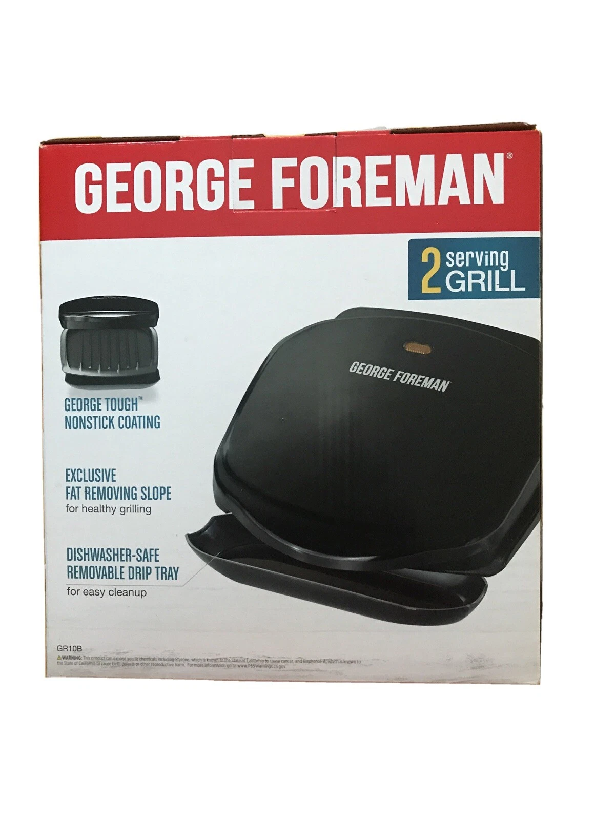 George Foreman 2-Serving Classic Plate Electric Indoor Grill and Panini Press...