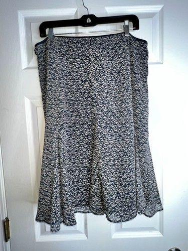 Nicole Miller Women’s 14 Blue Tan Geo Print A-Line Flared Trumpet Skirt XL - Picture 2 of 9