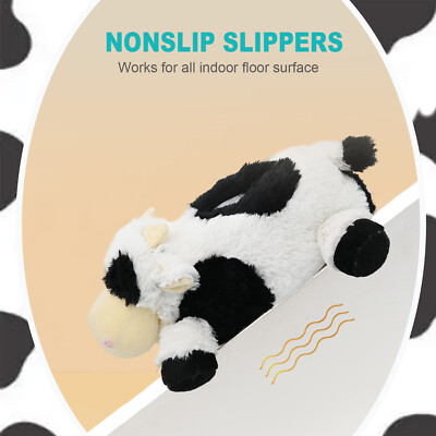 CHERSE Animal Slippers For Women – Fluffy Cow Slippers Kawaii Fuzzy House Shoes, Size 7-8