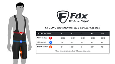 FDX Mens Pro Cycling Bib Shorts 3D Gel Padded Cycling Pants