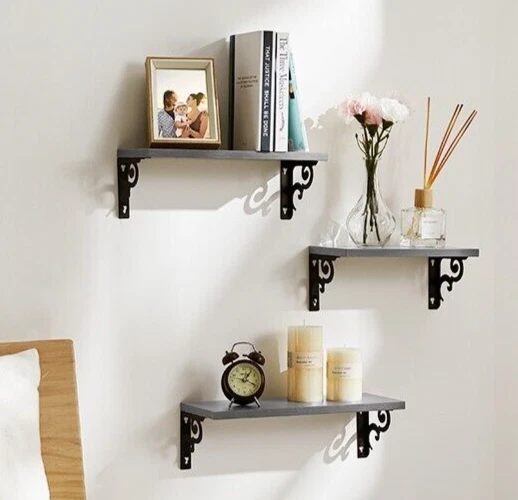 Wall Shelves Set of 3 Floating Shelve Hold up to 40Lbs Rustic Wood AMFS21