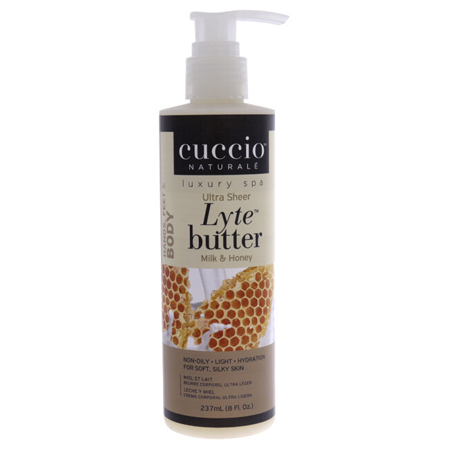 Cuccio Naturale Lyte Ultra-Sheer Body Butter - Milk and Honey Body Lotion 8 oz