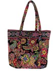 Vera Bradley Villager Tote Purse Symphony In Hue Black Multicolor Floral 14X16"