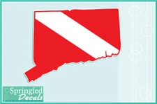 CONNECTICUT Shaped DIVE Flag Vinyl Decal Car Truck Sticker SCUBA Diving Decal