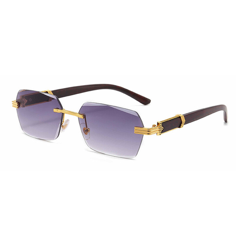 Rectangle Sunglasses Women Men Vintage Rimless Square Sun  display picture 2