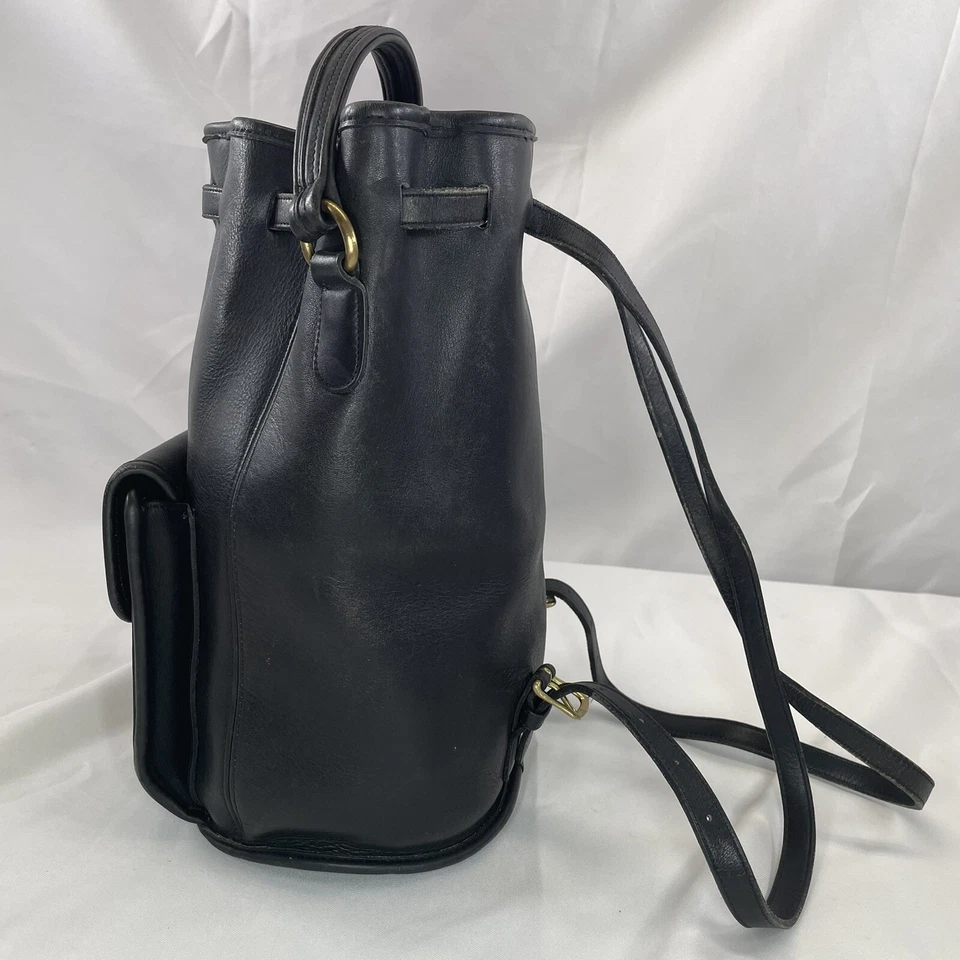 复古 COACH 黑色皮革吊带背包 G6C-9992 — 第 4/4 张图片