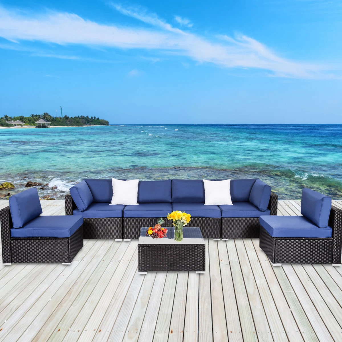 Kinbor 7pcs outdoor patio furniture sectional deals