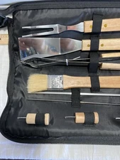 Grill Set 11 Piece With Carry Case UKG Tongs Spatula Fork New Free Shipping G2