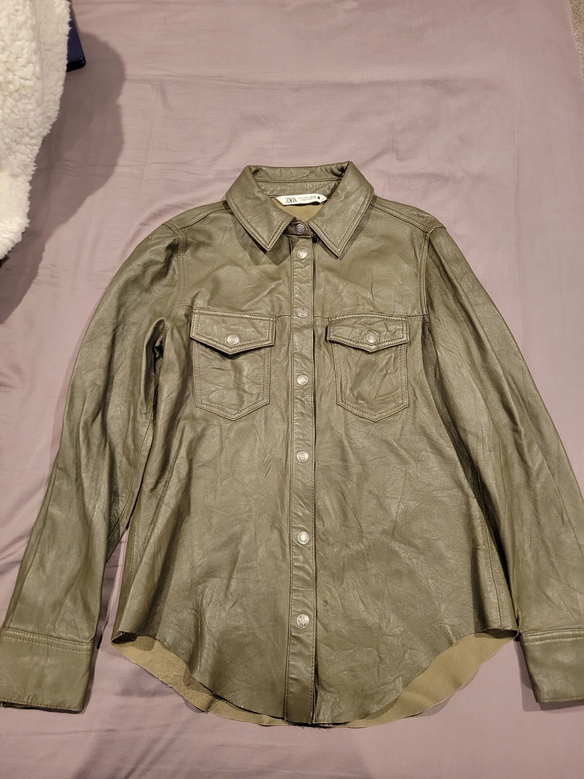 Olive Green Genuine Leather Zara Jacket Size Small