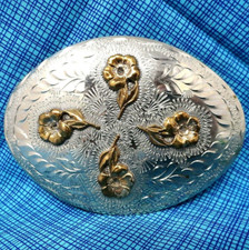 Cowboys Floral Scroll Belt Buckle Engraved Cowgirl Vtg Western Flair   .CVB122
