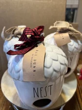 Rae Dunn By Magenta White Ceramic Acorn Bird Houses. NEST. GOBBLE And FLY. NWT