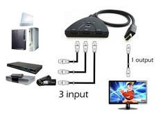 3 in 1 HDMI Switcher 3 input to 1 output Converter Splitter W/ 22" Pigtail Cable