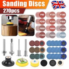 270Pcs 50mm Sanding Discs Pad Set for Drill Grinder Rotary Tools +Backing Pads