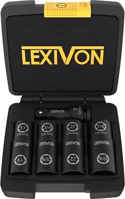LEXIVON Lug Nut Impact Socket Set,1/2-Inch Drive Innovative 8-in-4 Flip LX-110