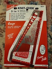 Vintage Susan Bates Knit Chek, 14099 Needle Gauge, Stitches Measure, Ruler