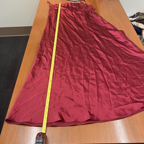 Oscar De La Renta Pink Label Satin Burgundy Long Slip Dress Size Large Vintage - Picture 16 of 17