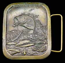 Largemouth Bass Fishing Indiana Metal Craft Vintage Belt Buckle
