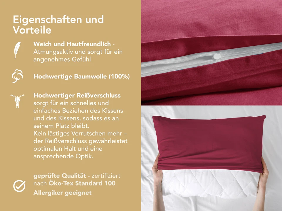 Kissenbezug Kissenhülle Kissenbezüge 2er Pack Kopfkissenbezug Dekokissen Kissen - Bild 3 von 4