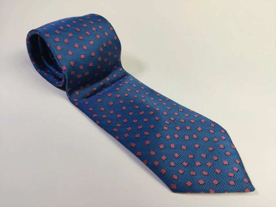 Oakton Ltd - Men's Navy Polo Blue & Light Red Square Neck Tie 3.2"W x 57"L - Image 3 of 4