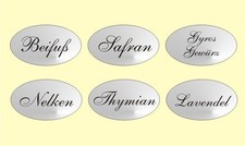 84 Gewürzetiketten silber