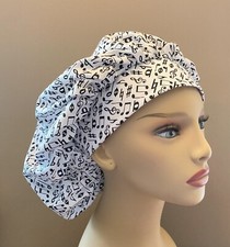 Music Notes Bouffant surgical scrub cap hat women made with Music Notes Fabric