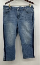 Chico's So Slimming Girlfriend Slim Leg Crop Women's Size 16p Blue NWT