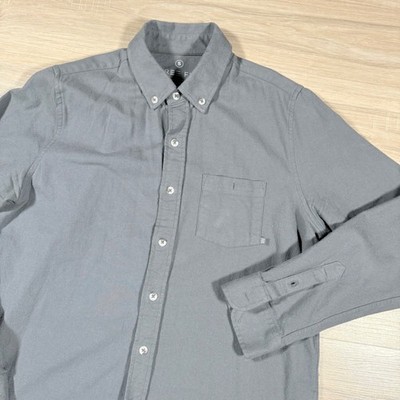 Free Fly Mens Bamboo Performance Button Down Shirt Long Sleeve Gray Size S