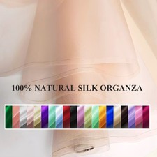 45''Wide By Yard Plain Solid Pure Natural Silk Organza Fabric Gauze For Wedding