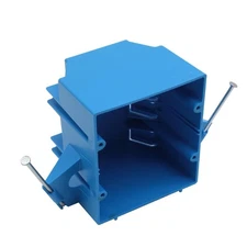 2-Gang PVC New Work Switch/Outlet Wall Electrical Box, Blue,32 Cubic Inch Ele...