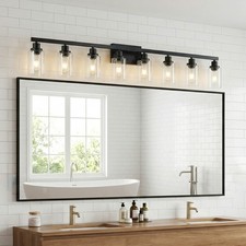 51" 8 Lights Vanity Light Modern Black Wall Lamp Bathroom Mirror Sconce Fixture