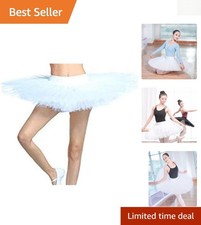 Professional Swan Ballet Tutu Skirt - Women s White with 3D Flower, Size M
