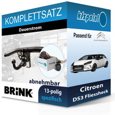 Für Citroen DS3 Fliessheck 10- BRINK Anhängerkupplung abnehmbar + 13polig E-Satz