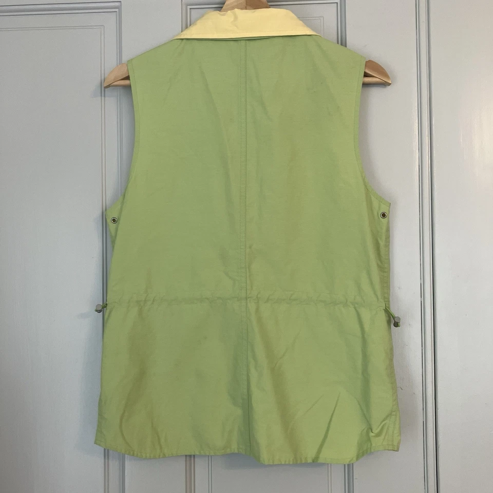 Винтажный женский двусторонний жилет на молнии Ralph Lauren маленький зеленый желтый опрятный для гольфа - Изображение 4 из 4