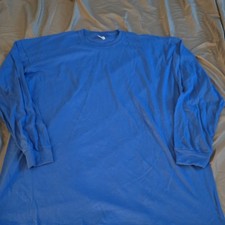 Port  Company Core Blend Blue Men's Knit Crew Neck Long Sleeve T-Shirt 4XLT