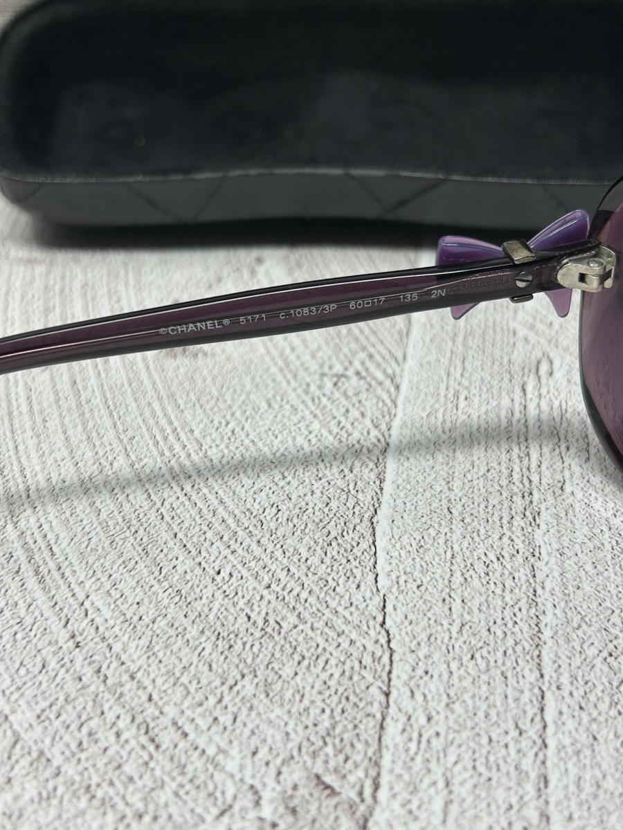 CHANEL 5171-A Sunglasses Ribbon Motif Coco Mark Black 60 17 135