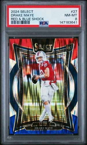 2024 Select Concourse Drake Maye Red Blue Shock #27 PSA 8 NM-MT RC ROOKIE