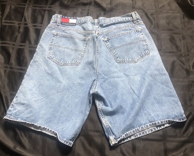 Y2K Tommy Hilfiger Stonewash Jorts Flag Logo Size 40 VTG 2000s Denim Jean Shorts