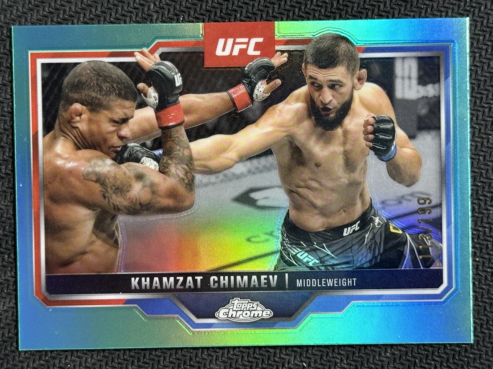 2025 Topps Chrome UFC Aqua Refractor #102 Khamzat Chimaev 113/199 -N-Q