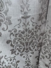 Dunelm Damask Jacquard Curtains Pair 112x137cm Beige Pencil Pleat Lined