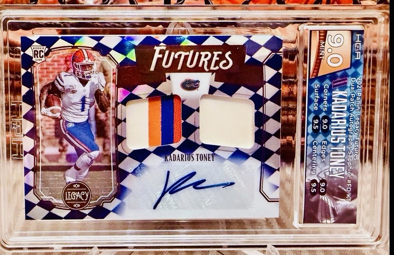 2021 Legacy Futures Kadarius Toney Dual Patch Auto Sapphire 04/25 HGA 9.0