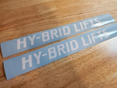 HY-BRID lift Decals Stickers (2) 12x1.3'' Gloss white  fast USA