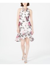 CALVIN KLEIN Womens White Sleeveless Mini Fit + Flare Formal Dress 2