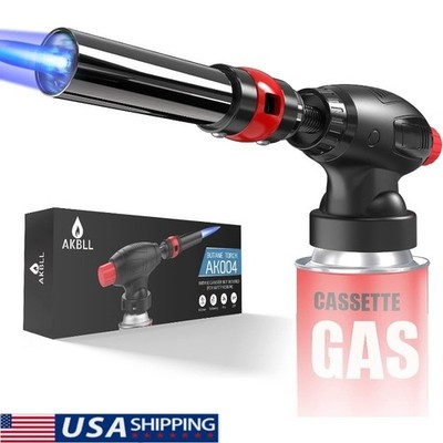 Outdoor Butane Gas Torch Burner Adjustable Flame for Camping Cooking BBQ Baking