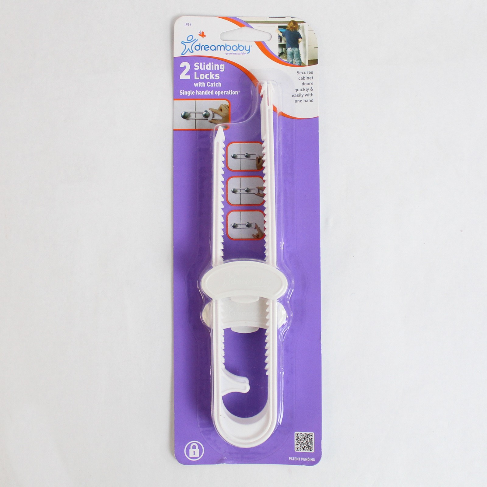 2 Pack of Dreambaby White Plastic Cabinet Sliding Locks