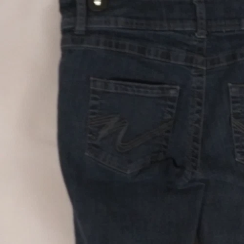 Pantalones de mezclilla para mujer Mixit lavado oscuro tiro bajo pierna ancha talla 6 Foto 3 de 4